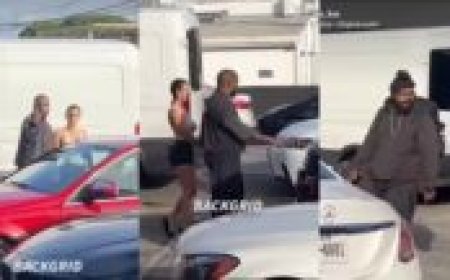 Amashusho Kanye West n’umukunzi we bari bivuganwe n’umugabo i Los Angeles-[Reba amashusho hano]