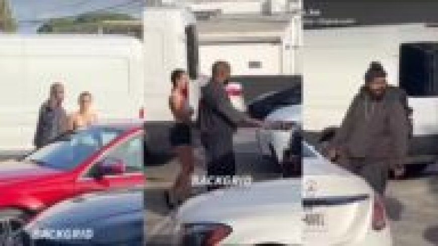 Amashusho Kanye West n’umukunzi we bari bivuganwe n’umugabo i Los Angeles-[Reba amashusho hano]