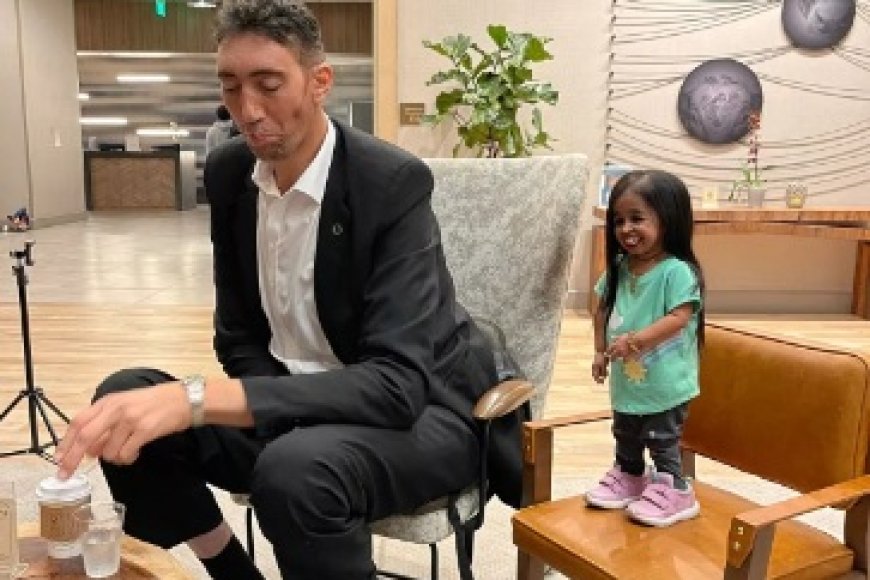 Umugabo muremure ku Isi yahuye n’umugore mugufi kurusha abandi bose ku Isi [AMAFOTO]