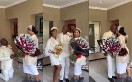 Umugabo ari kubyinira kuru koma yishimye nyuma yaho ahaye indabyo zuzuyemo amafaranga umugore we kubera ko yamwemereye gushaka uwa kabiri[VIDEO]