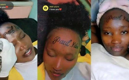 Nigeria: Akomeje gutuma abantu benshi bavugako urukundo rwukuri rubaho! Umukobwa yishushanyije izina ry’umukunzi we ‘Paul Kibe’ ku gahanga