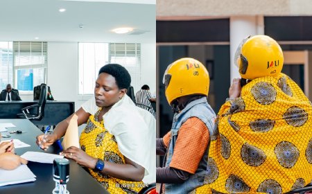 Yaje ahetse umwana mu mugongo! Umwarimu w'i Burera yashyikirije Komisiyo y’Igihugu y’Amatora kandidatire ye ku mwanya w’Abadepite - AMAFOTO