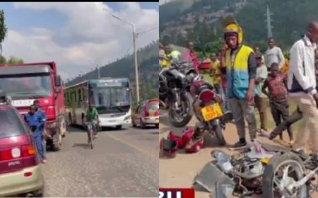 Kigali: Giti cy'inyoni habereye impanuka ya moto ebyiri, ikamyo ya Howo n'ivatiri byagonyaniye mu muhanda icyarimwe