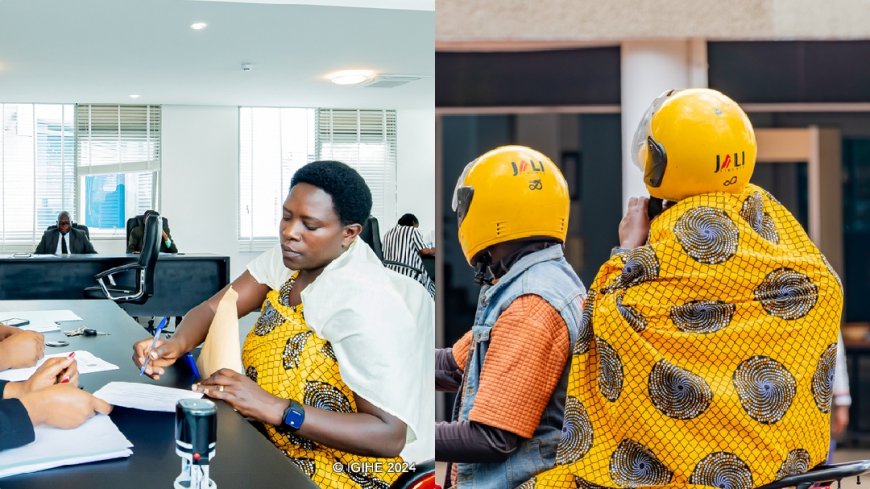 Yaje ahetse umwana mu mugongo! Umwarimu w'i Burera yashyikirije Komisiyo y’Igihugu y’Amatora kandidatire ye ku mwanya w’Abadepite - AMAFOTO