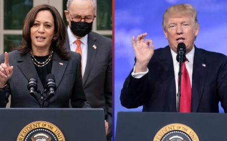 Uwahoze ari Perezida Donald Trump yavuze kuri mugenzi we Kamala Harris bahanganiye umwanya w'umukuru w'igihugu