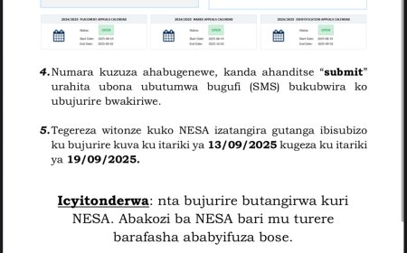 NESA: Uburyo bwo kujuririra amanota cyangwa umwanya umunyeshuri yahawe (S1 & S4)2025