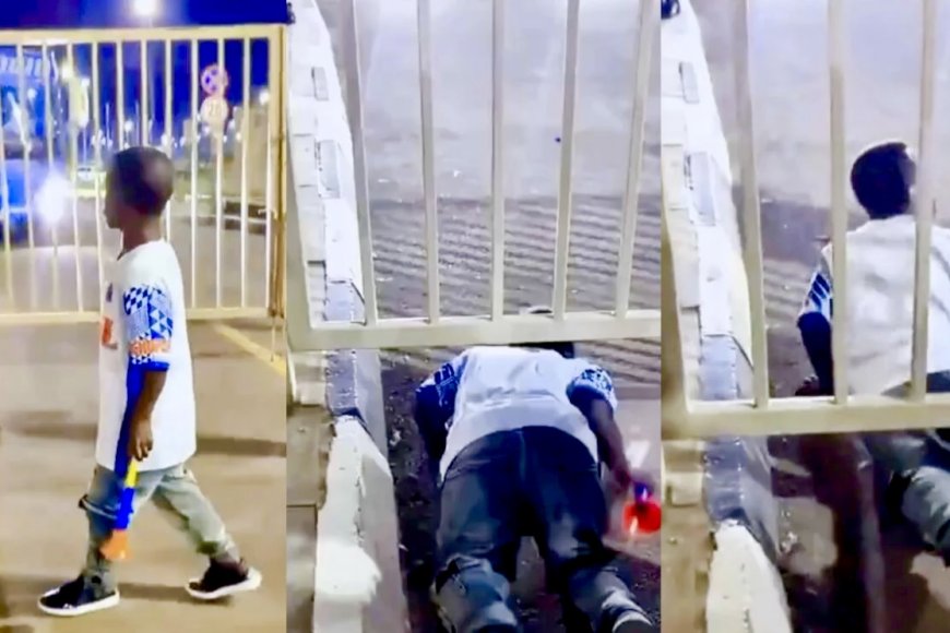 Amashusho ya Nzovu acika abashinzwe umutekano nyuma yo guca munsi y'urugi akomeje Kurikoroza - VIDEWO