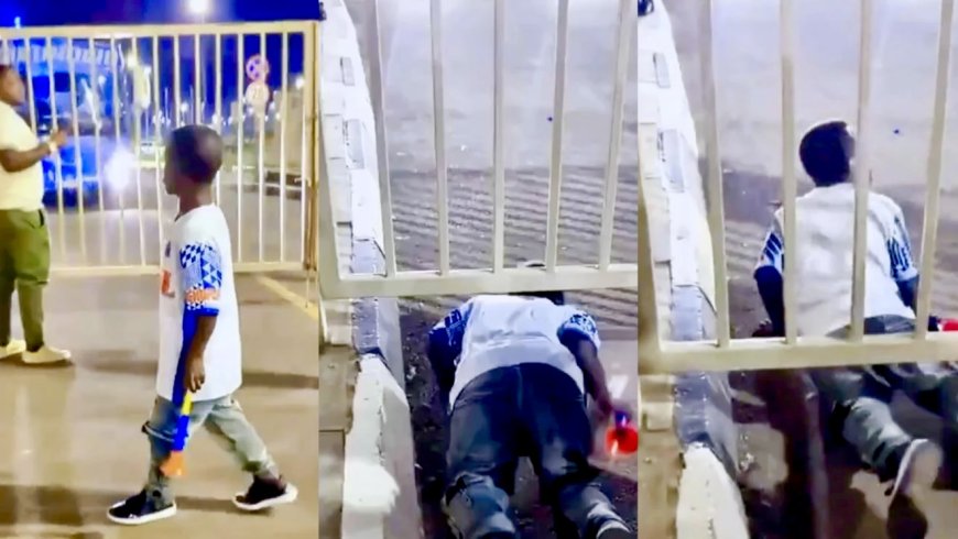 Amashusho ya Nzovu acika abashinzwe umutekano nyuma yo guca munsi y'urugi akomeje Kurikoroza - VIDEWO