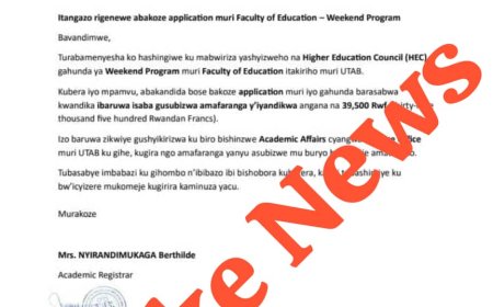 Kaminuza ya UTAB iramenyesha abantu bose ko itangazo rivuga ko hari imwe muri serivise batanga yafunzwe ari ibihuha