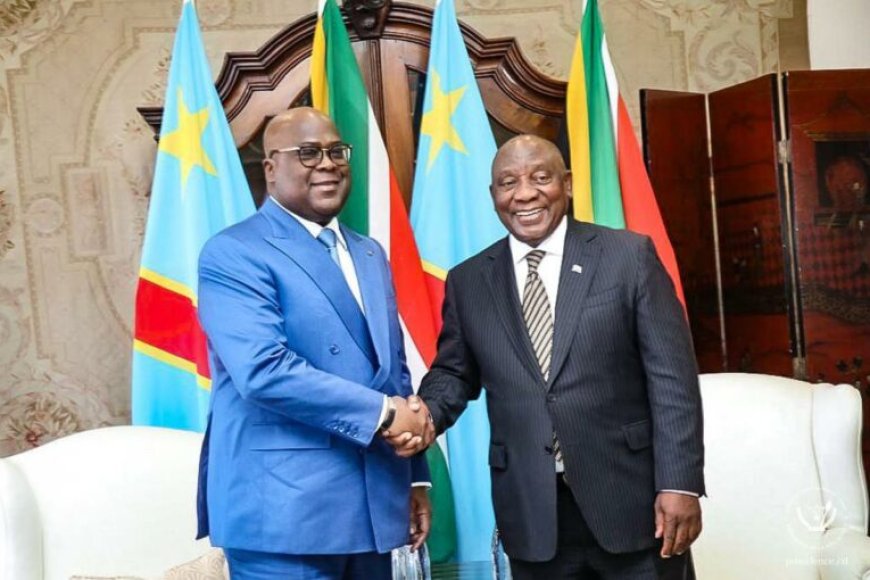 Perezida Félix Antoine Tshisekedi yagiye kwaka ubufasha kwa mugenzi we Ramaphosa wa Afurika y'Epfo