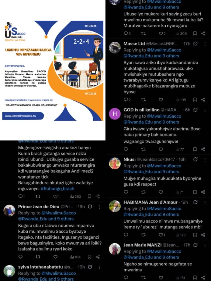 ‘Nta byera ngo de’ Hari abarimu bakomeje gushinja Umwalimu SACCO igisa n’igitugu